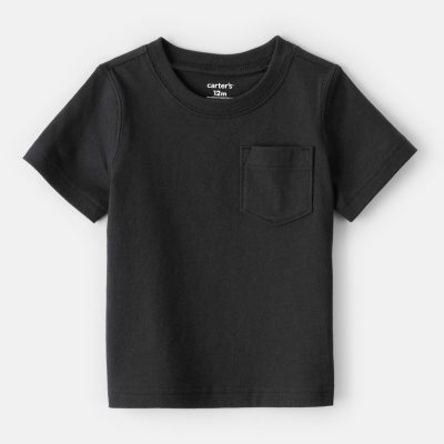 Baby Solid Short-Sleeve Pocket Tee - Black
