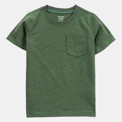 Baby Solid Short-Sleeve Pocket Tee - Dark Green