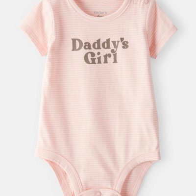 Baby Girl 'Daddy's Girl' Short-Sleeve Graphic Bodysuit - Pink