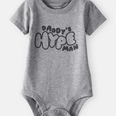 Baby Boy 'Daddy's Hype Man' Short-Sleeve Graphic Bodysuit - Grey