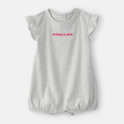 Baby Girl 'Momma's Mini' Short-Sleeve Romper - Grey
