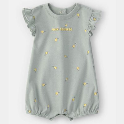 Baby Girl 'Main Squeeze' Lemon Short-Sleeve Romper - Green