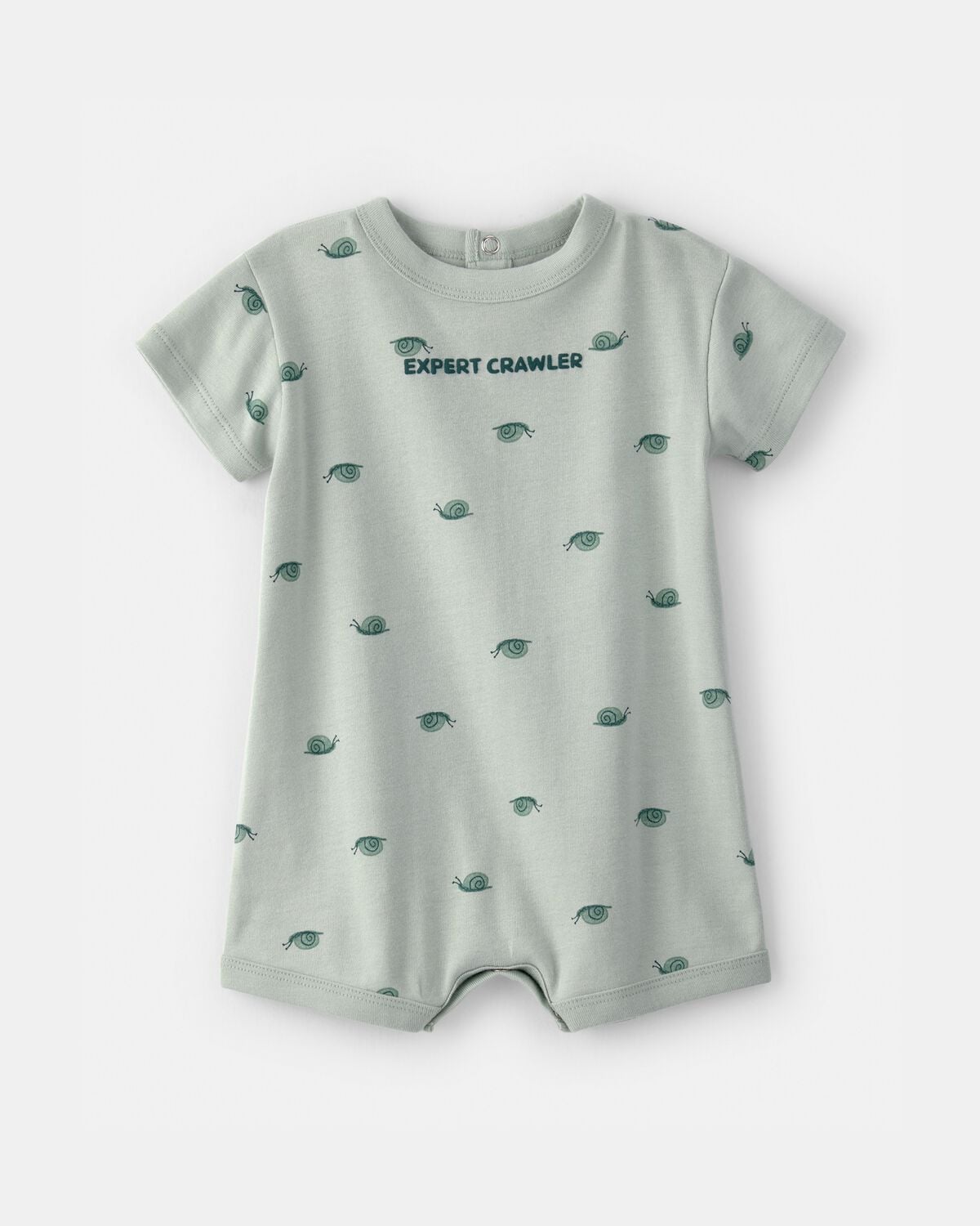 Baby Boy 'Expert Crawler' Snail Short-Sleeve Romper - Green