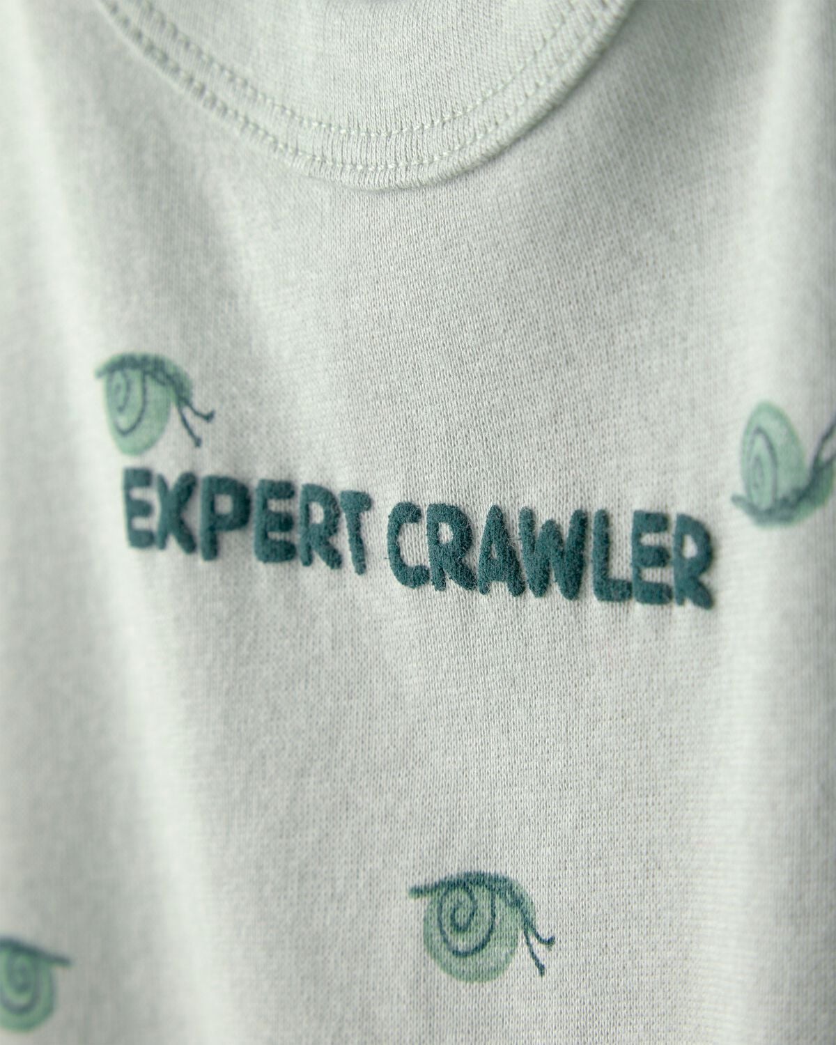 Baby Boy 'Expert Crawler' Snail Short-Sleeve Romper - Green - Image 2