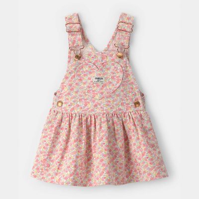 Baby Girl Floral Heart Pocket Skirtall - Pink