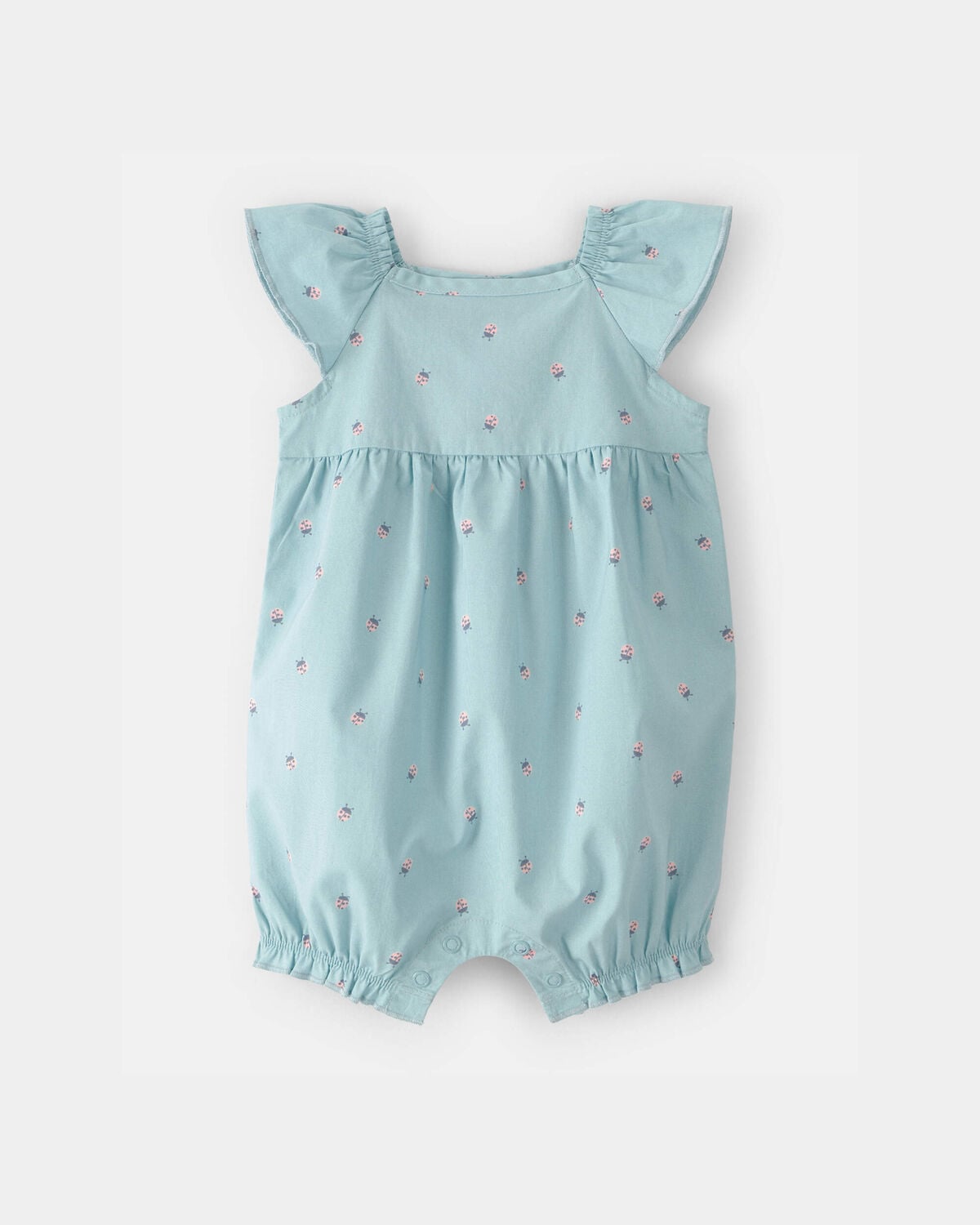 Baby Girl Ladybug Flutter-Sleeve Romper - Blue