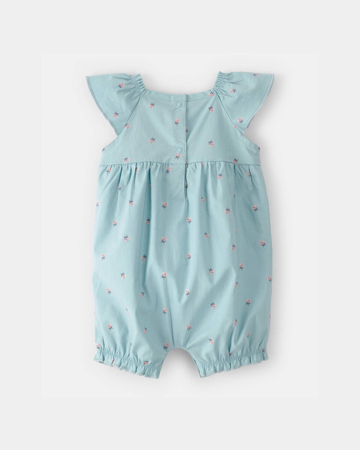 Baby Girl Ladybug Flutter-Sleeve Romper - Blue - Image 2