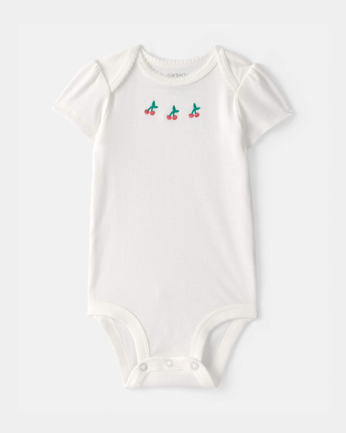 Baby Girl 3-Piece Cherry Striped Outfit Set - Beige/White - Image 6