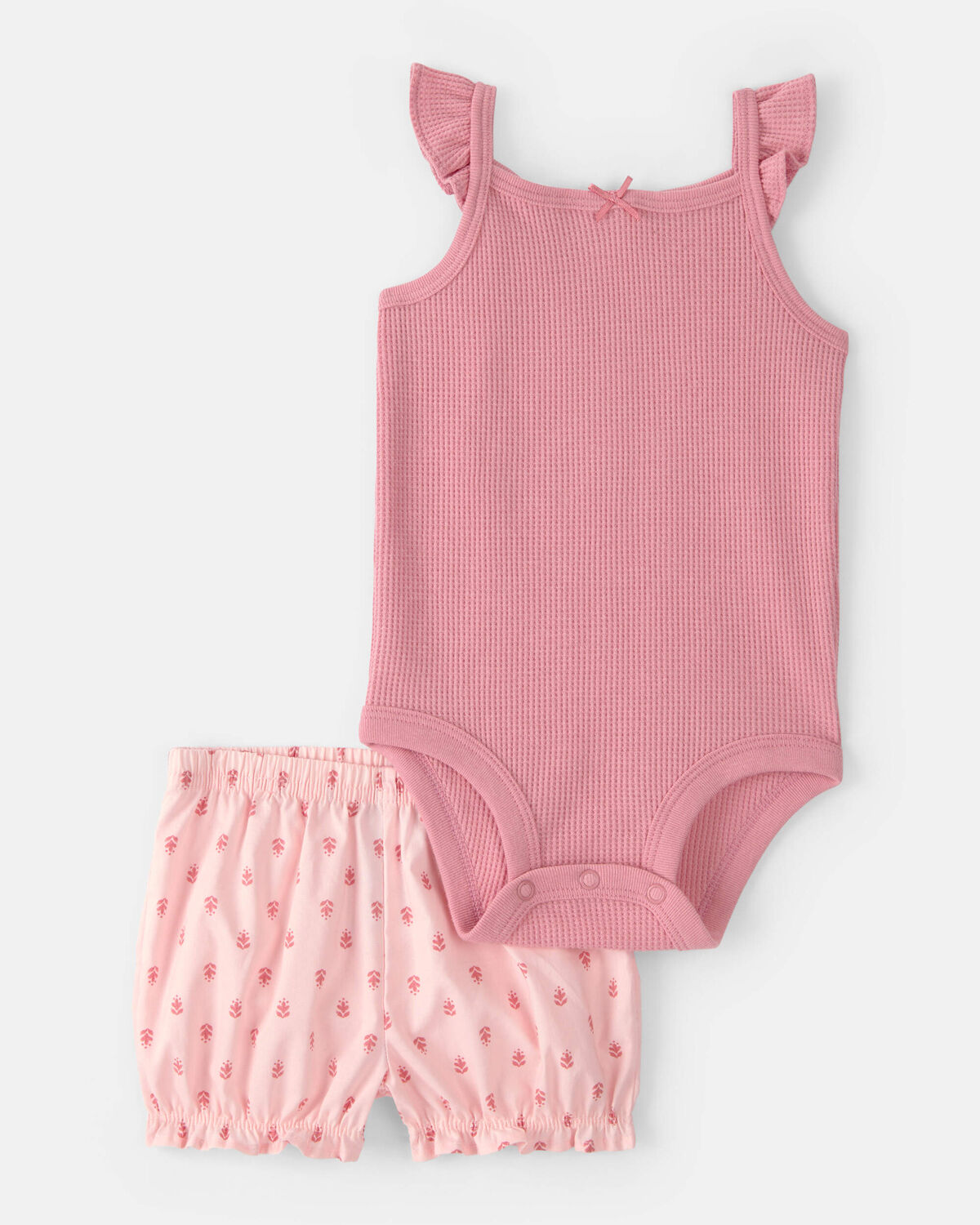 Baby Girl 3-Piece Flutter Sleeve Outfit Set - Pink - Image 2