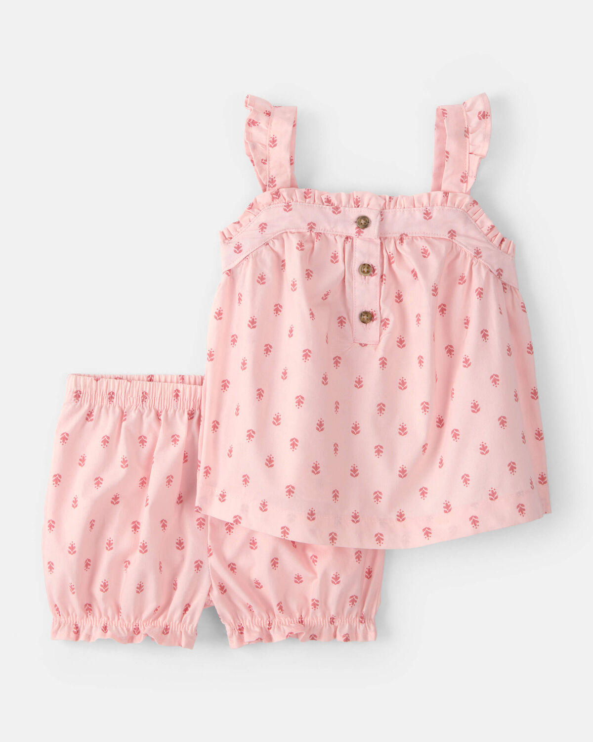 Baby Girl 3-Piece Flutter Sleeve Outfit Set - Pink - Image 6