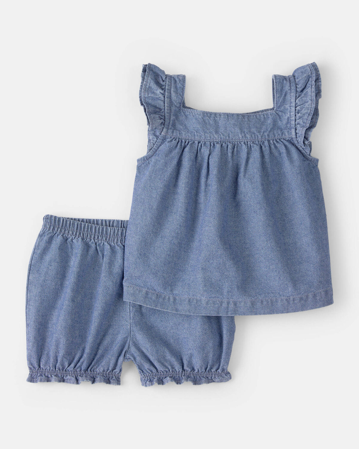 Baby Girl 3-Piece Chambray Outfit Set - Blue/Pink - Image 6
