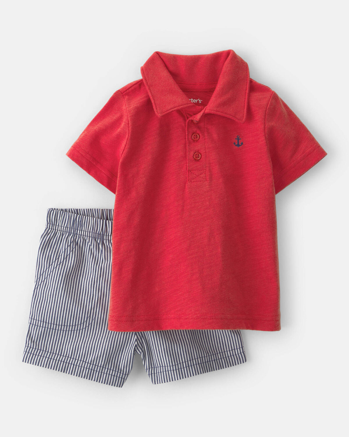 Baby Boy 3-Piece Anchor Polo Outfit Set - Red/Blue/White - Image 12