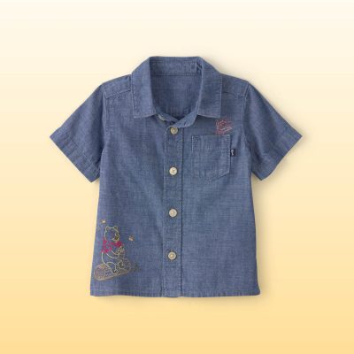 Baby Boy Disney© Winnie the Pooh Chambray Embroidered Button-Down Shirt - Medium Wash
