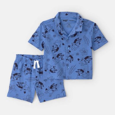Baby Boy 2-Piece Bluey™ Top & Short Set - Blue