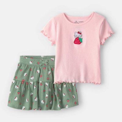 Baby Girl 2-Piece Hello Kitty® Top & Skort Set - Pink/Green