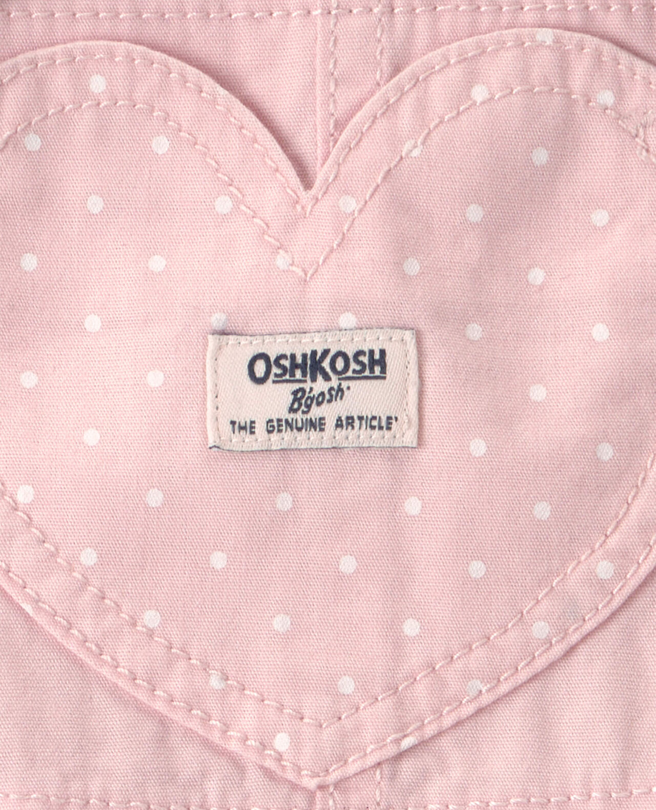 Baby Girl Heart Pocket Canvas Shortall - Pink - Image 4