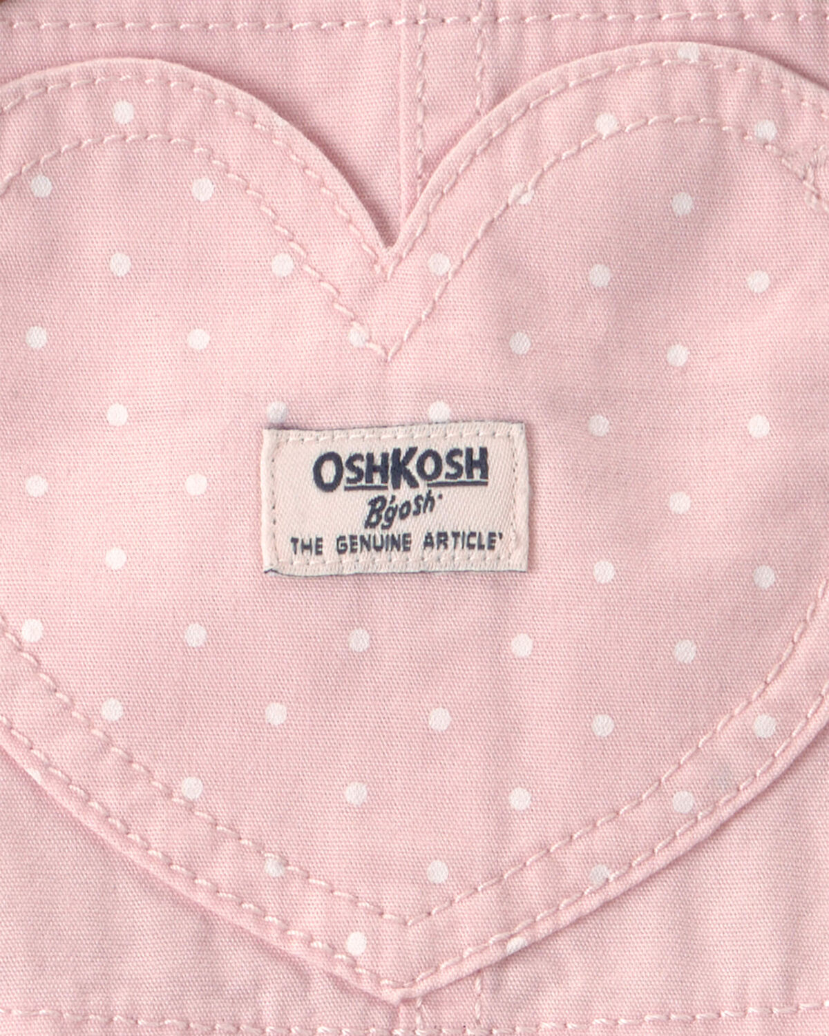 Baby Girl Heart Pocket Canvas Shortall - Pink - Image 3