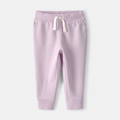 Baby Girl Drawstring Knit Joggers - Purple