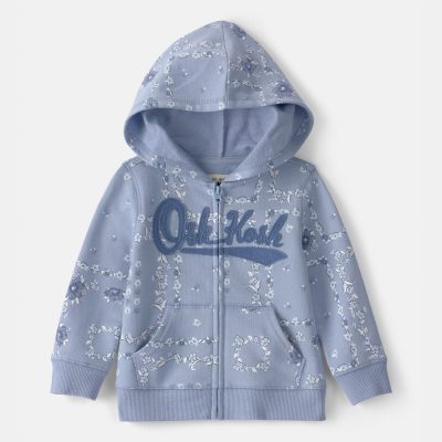 Baby Girl Floral OshKosh Logo Zip-Up Hoodie - Blue