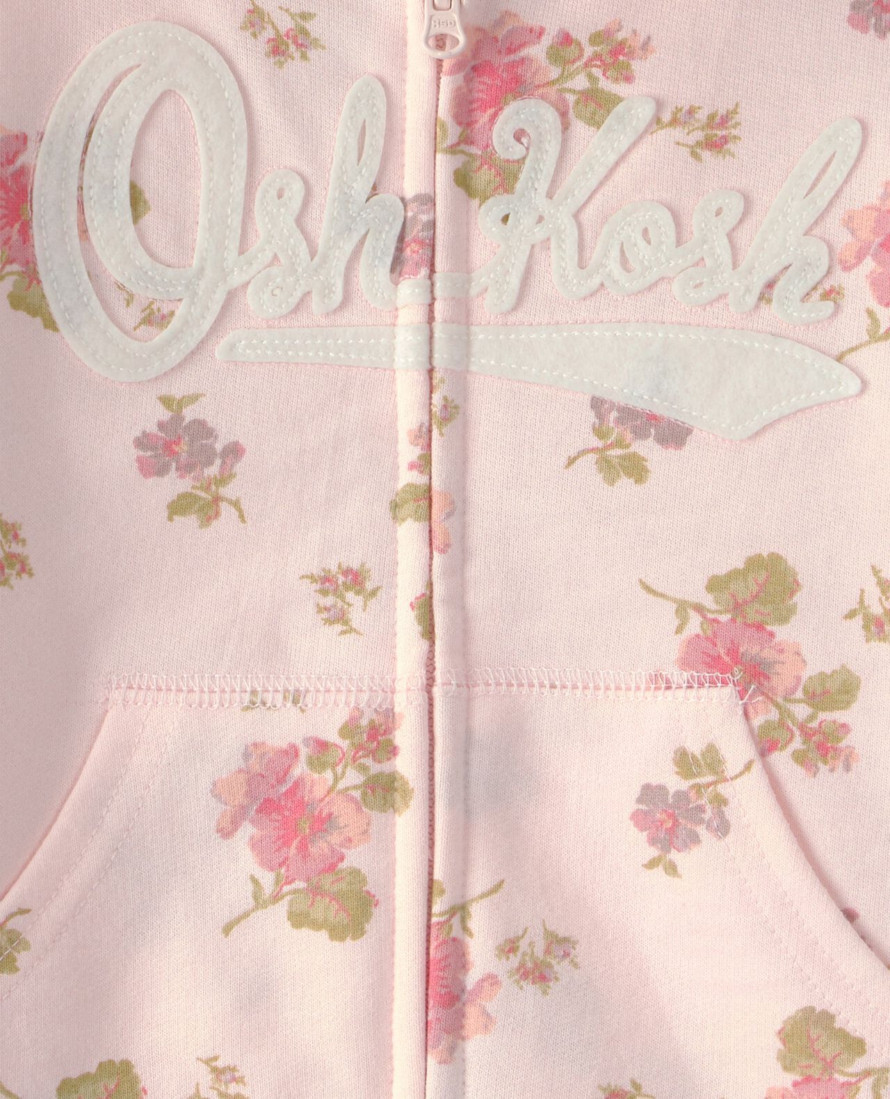 Baby Girl Floral OshKosh Logo Zip-Up Hoodie - Blue - Image 7