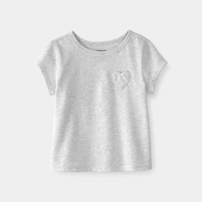 Baby Girl Heart Pocket Top - Grey