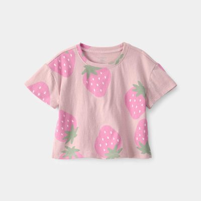 Baby Girl Strawberry Relaxed Top - Pink