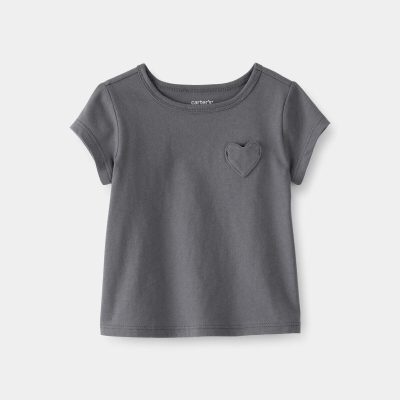 Baby Girl Heart Pocket Top - Grey