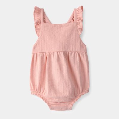Baby Girl Sleeveless Bubble Romper - Pink