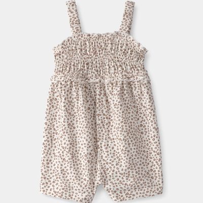 Baby Girl Cheetah Sleeveless Romper - Brown/Ivory