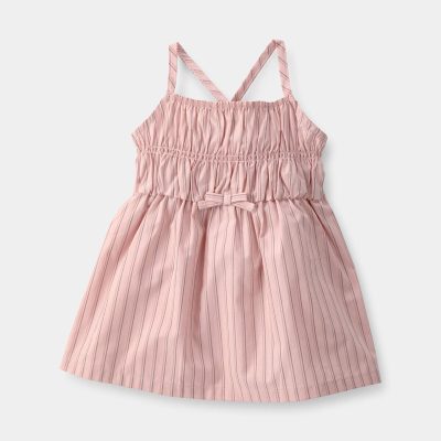 Baby Girl Striped Sleeveless Dress - Pink