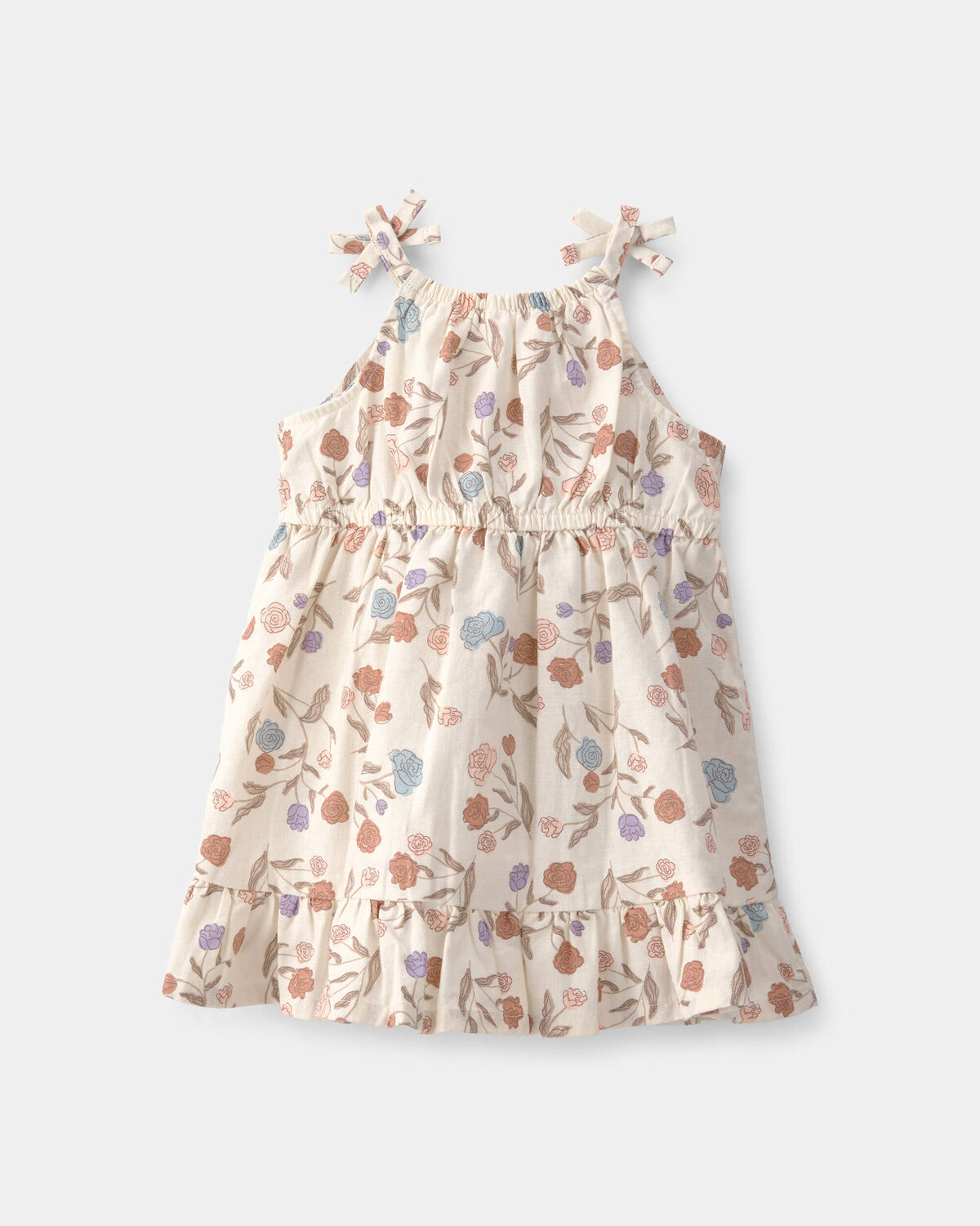 Baby Girl Floral Sleeveless Dress - Cream - Image 2
