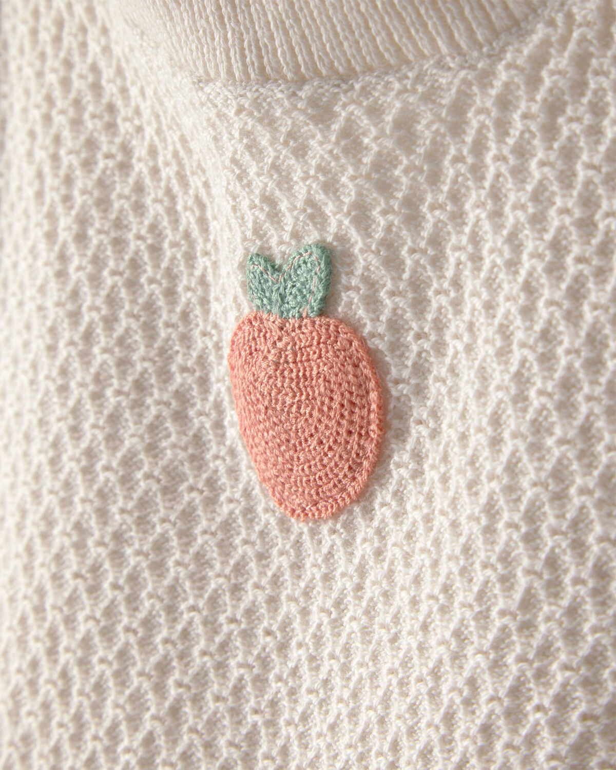 Baby Girl 2-Piece Peach Crochet Top & Short Set - Cream - Image 2