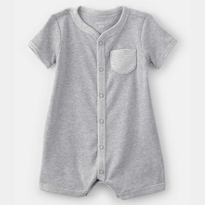 Baby Boy  Short-Sleeve Romper - Grey