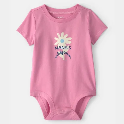 Baby Girl 'Nana's Wildflower' Graphic Bodysuit - Pink