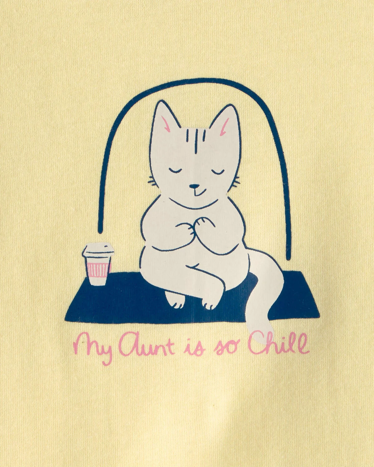 Baby 'My Aunt Is So Chill' Cat Graphic Bodysuit - Yellow - Image 2