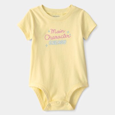 Baby 'Main Character Energy' Graphic Bodysuit - Yellow