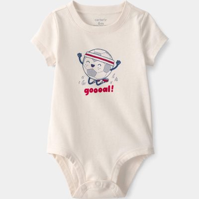 Baby Soccer Ball Graphic Bodysuit - Ivory