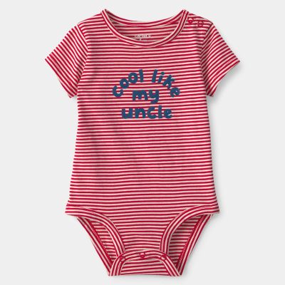 Baby 'Cool Like My Uncle' Striped Graphic Bodysuit - Red