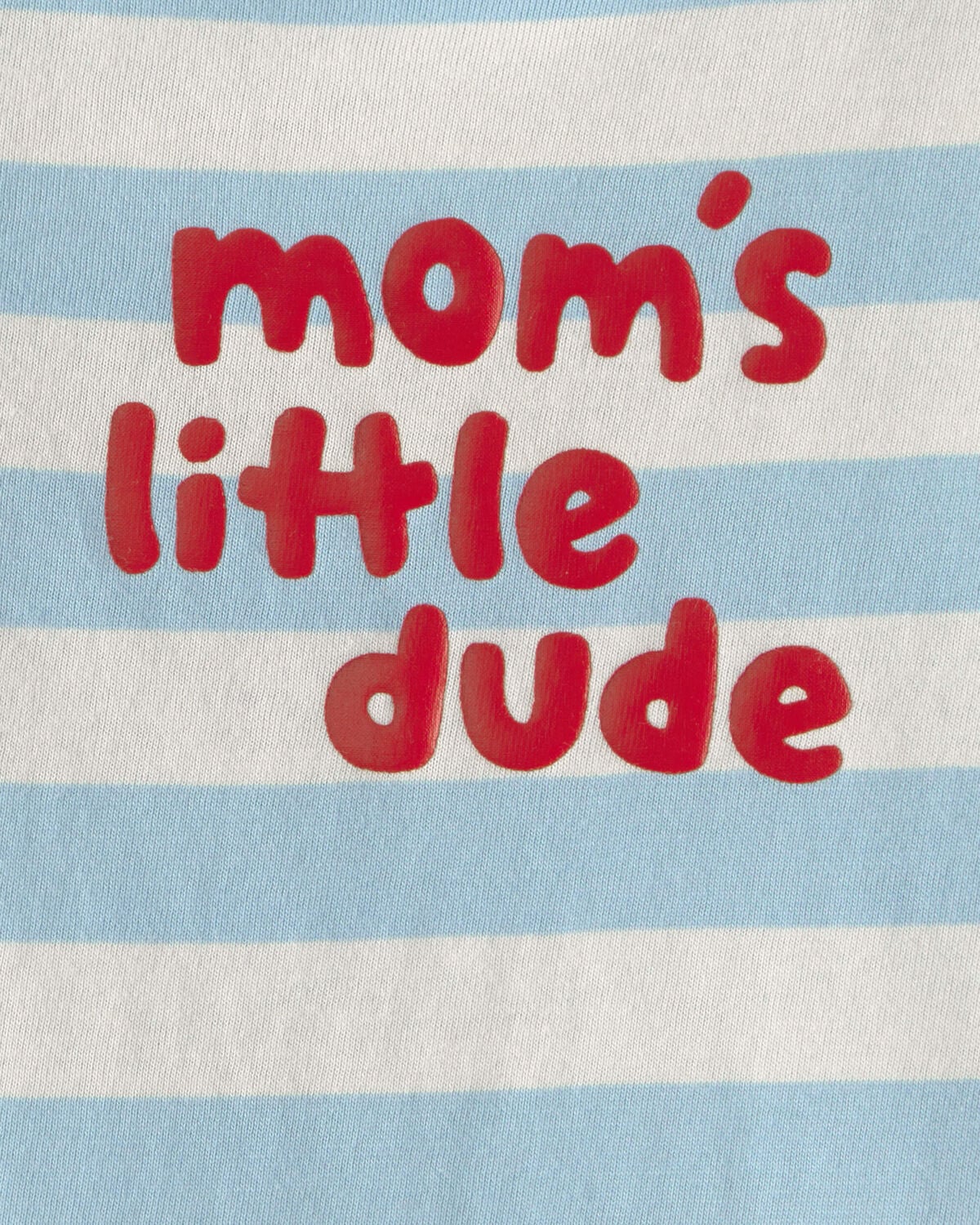 Baby Boy 'Mom's Little Dude' Striped Graphic Bodysuit - Blue/Ivory - Image 2