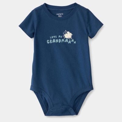Baby 'Love My Grandma' Sheep Graphic Bodysuit - Blue