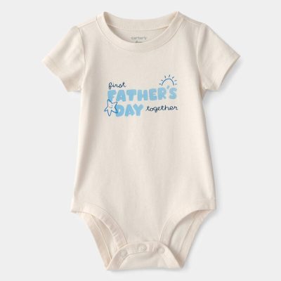 Baby 'Fathers Day' Graphic Bodysuit - Cream