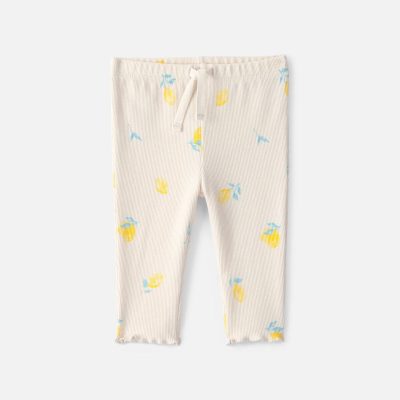 Baby Girl Lemon Rib Pants - Ivory