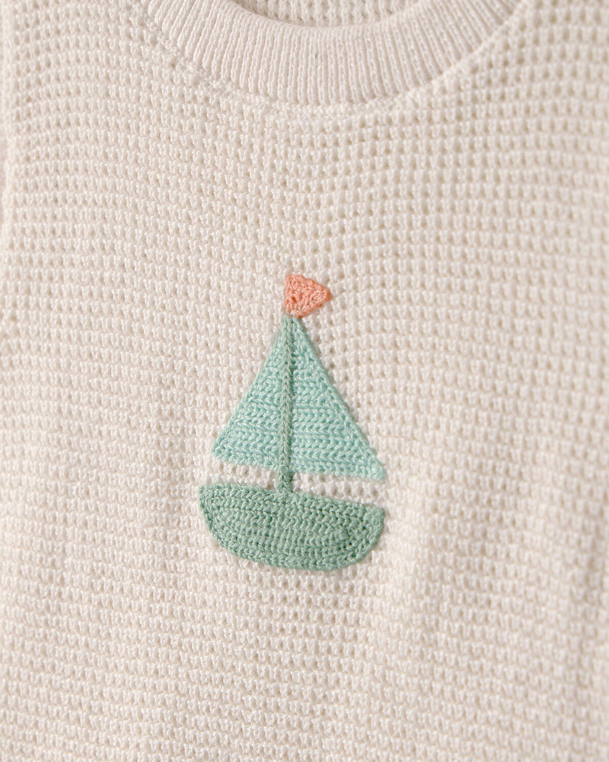 Baby 2-Piece Sailboat Crochet Top & Short Set - Cream - Image 3