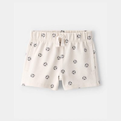 Baby Soccer French Terry Shorts - Ivory