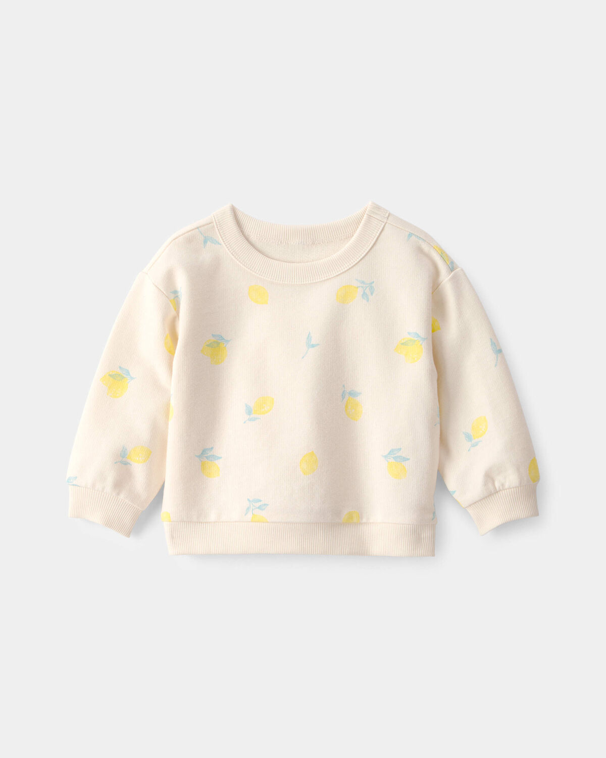 Baby Girl Lemon French Terry Pullover Sweatshirt - Ivory