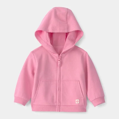 Baby Girl French Terry Zip-Up Hoodie - Pink