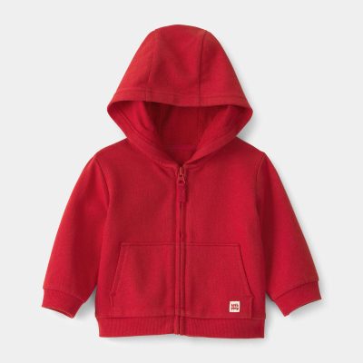 Baby Boy French Terry Zip-Up Hoodie - Red