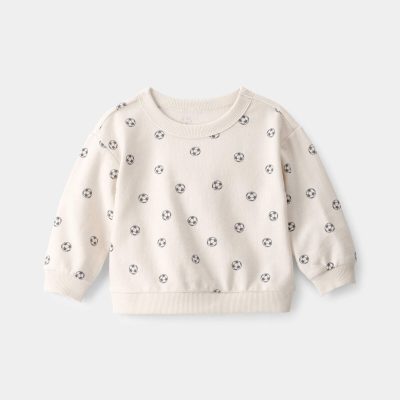 Baby Soccer French Terry Pullover Sweatshirt - Ivory