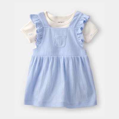 Baby Girl 2-Piece Jumper Dress Set - Blue
