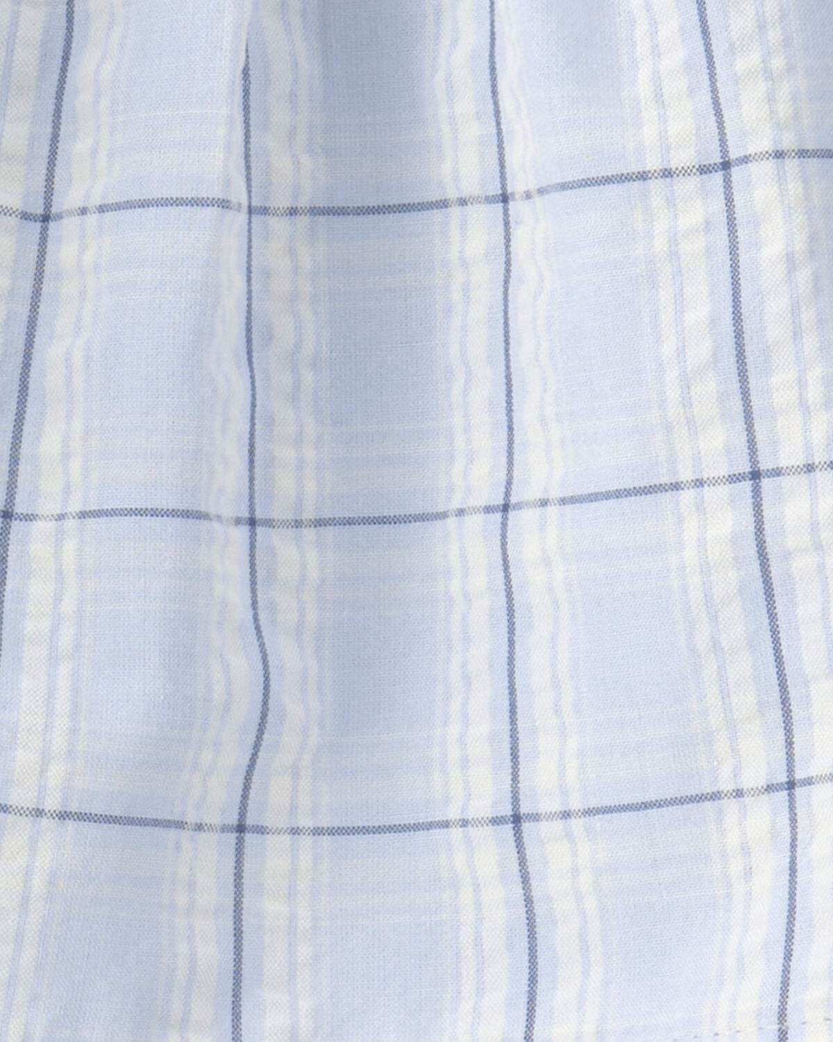 Baby Girl 3-Piece Plaid Hat, Top & Short Set - Blue - Image 3